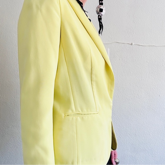 RAG AND BONE Chartreuse Yellow Lightweight Shawl Collar Exposed Seam Blazer - Picture 4 of 12